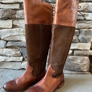ROAN Natty Women’s Brown Leather Lace Up Knee High Riding Tall Boots 7